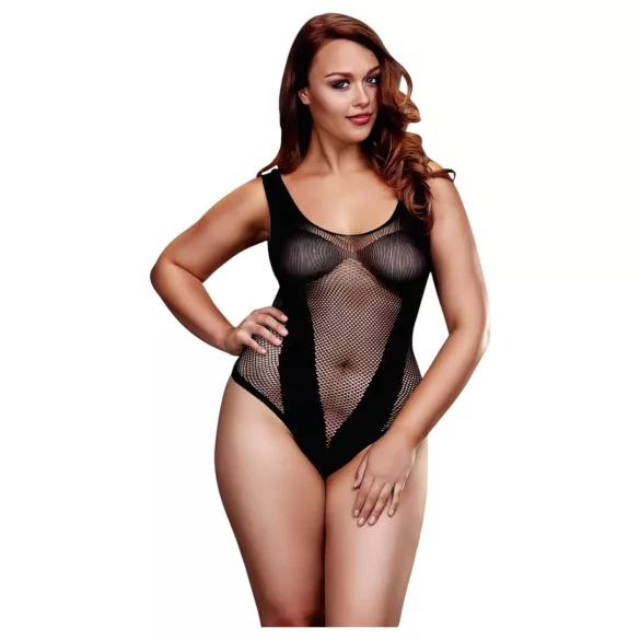 BACI Plus Size - síťované body - rafinovaný střih - černá XL-XXL