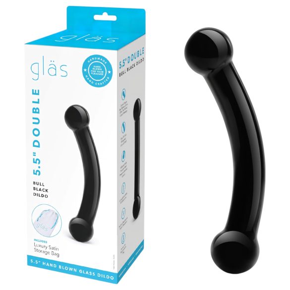 GLAS - skleněné dvojité dildo (černé)