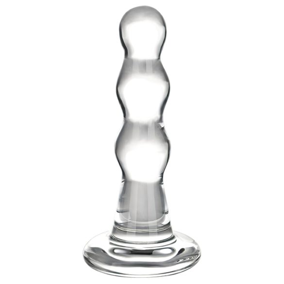 GLAS - vlnité skleněné anální dildo (průhledné)