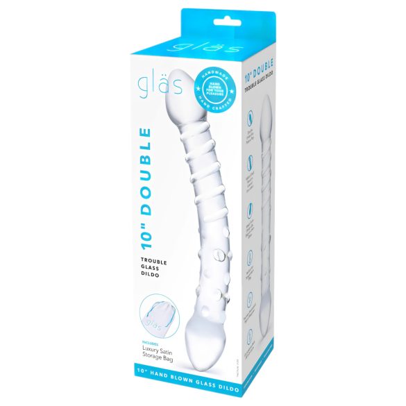 GLAS - skleněné dvojité dildo (průhledné)