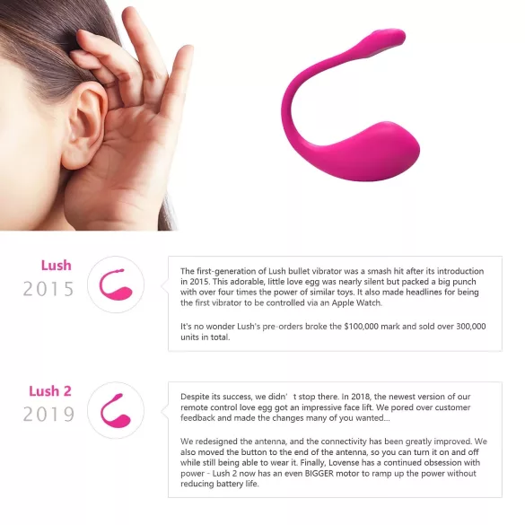 Lovense Lush 2 - nositelné vibrační vajíčko ovládané aplikací (růžové)