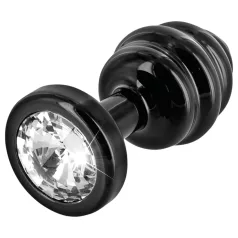 DIOGOL Anni - žebrovaný anální kolík - černý - (3 cm)