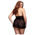 BACI Plus Size krajkový babydoll - černý s olem na krk (XL-XXL)