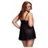 BACI Plus Size - otevřený puntíkatý babydoll - černý (XL-XXL)