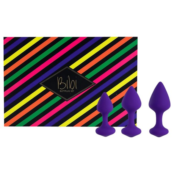 FEELZTOYS Bibi - sada análních kolíků - fialová (3 kusy)