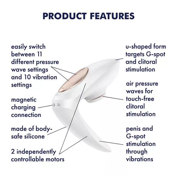 Satisfyer Pro 4 Couples - párový vibrátor s tlakovými vlnami - dobíjecí - bílý