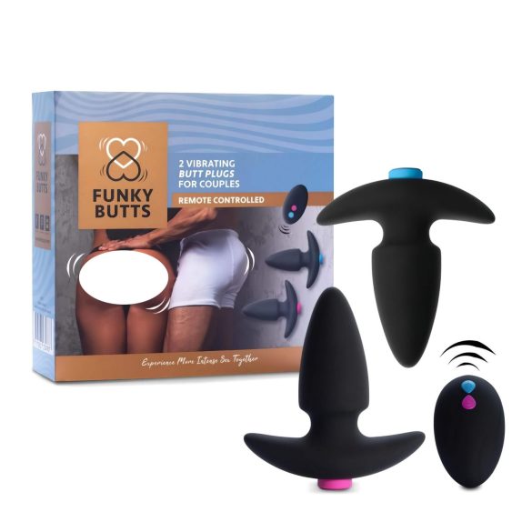FEELZTOYS Funkybutts - Sada bezdrátových análních vibrátorů s akumulátorem (černá)