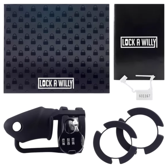 LOCK A WILLY - silikonový penisový klec s zámkem - černý