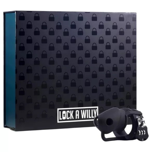 LOCK A WILLY - silikonový penisový klec s zámkem - černý