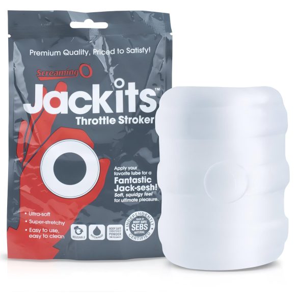 Screaming Jackits - masturbátor, erekční kroužek a protažení (průhledný)