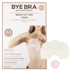   Bye Bra - neviditelná push-up náplast na prsa D-F - růžová - 6 ks