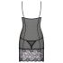 Obsessive Alluria - krajkovaná noční košilka a tanga (černá) - L/XL