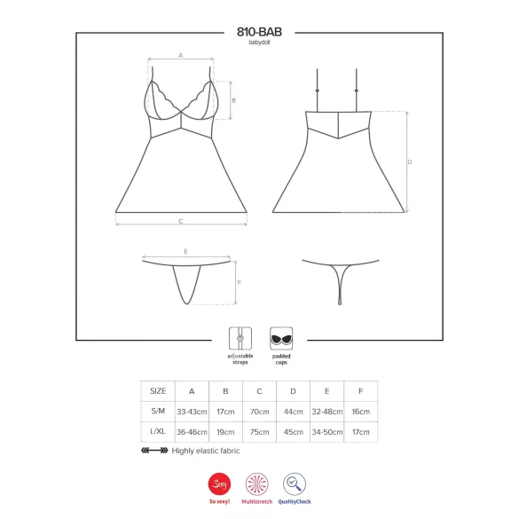Obsessive - babydoll a tanga - krajka - bílá