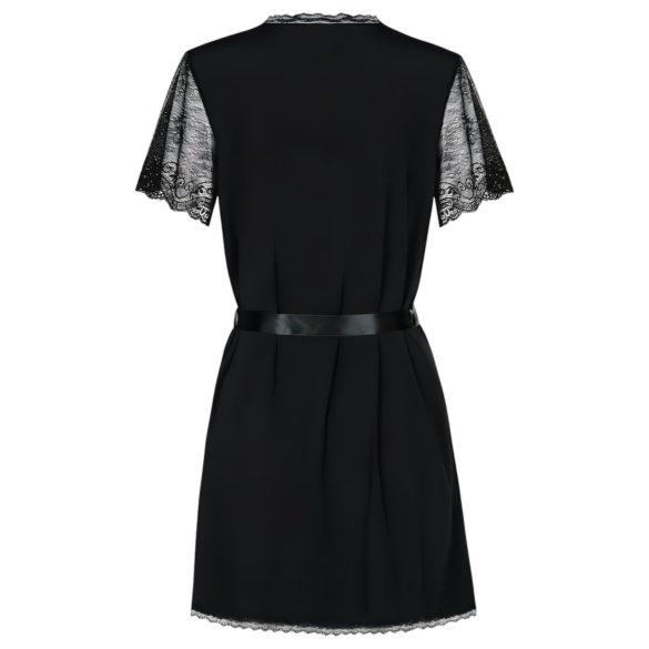 Obsessive Miamor Róba - župan s krajkovými rukávy a tanga (černá)