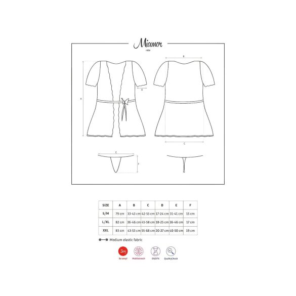 Obsessive Miamor Róba - župan s krajkovými rukávy a tanga (černá)