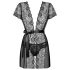 Obsessive Alluria - krajkové kimono a tanga (černá)