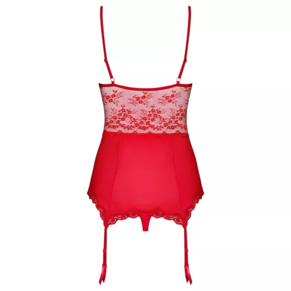 Obsessive Lovica - krajkový horní díl s podvazkovým pásem a tangy (červená)