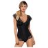 Obsessive Moketta - krajkový volánkový pruhovaný body (černý) - L/XL