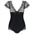 Obsessive Moketta - krajkový volánkový pruhovaný body (černý) - L/XL