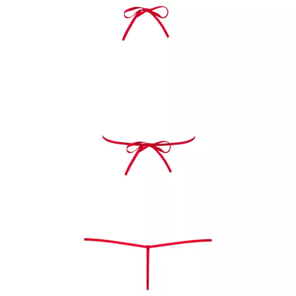 Obsessive - sexy body s pásky a tulipánovým vzorem - červené S/M