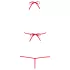 Obsessive - sexy body s pásky a tulipánovým vzorem - červené S/M