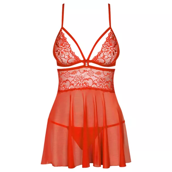 Obsessive - babydoll s tangami - pikantní krajka - červená