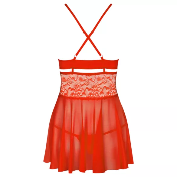 Obsessive - babydoll s tangami - pikantní krajka - červená