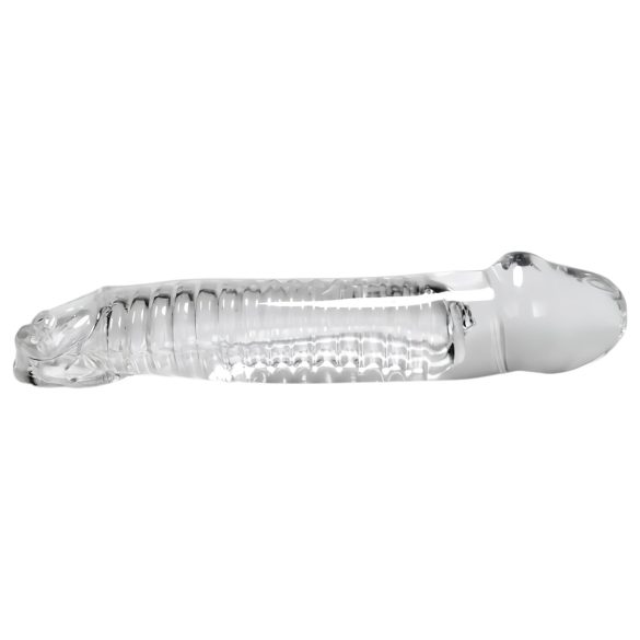 OXBALLS Muscle - vroubkovaný návlek na penis (průhledný)