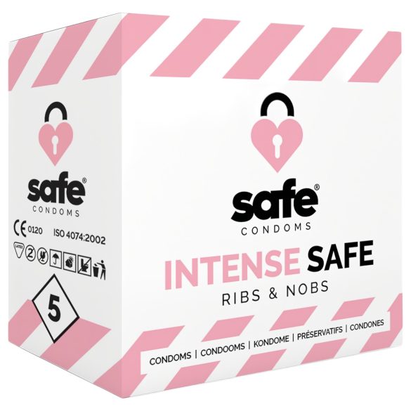 SAFE Intense Safe - vroubkovaný-tečkovaný kondom (5 ks)