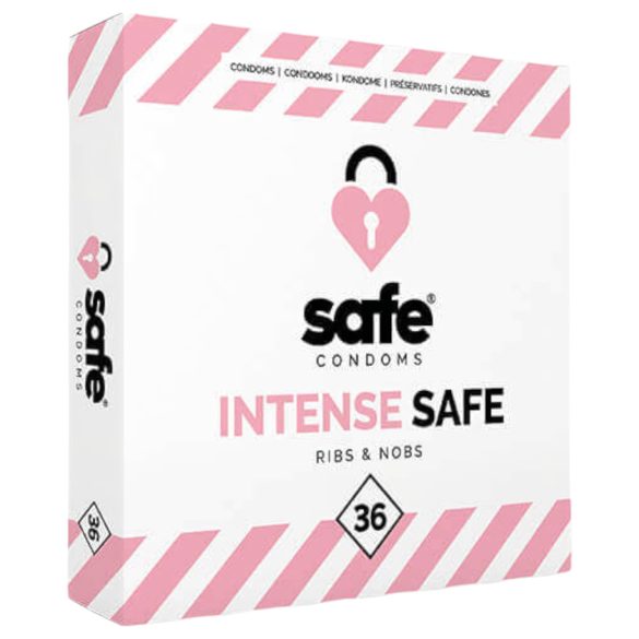 SAFE Intense Safe - Rýhovaný a bodový kondom (36 ks)