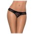 Obsessive Miamor - dámská krajková tanga s kamínky a otevřeným designem (černá) - XXL