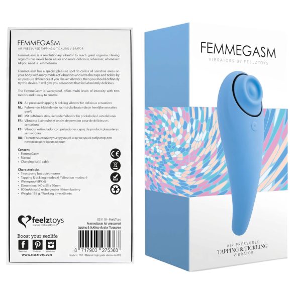 FEELZTOYS Femmegasm - akumulátorový 2v1 klitoridální vibrátor (modrý)