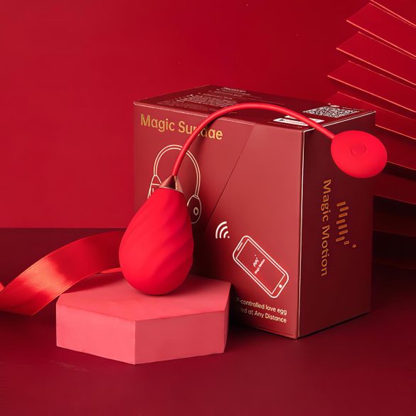 Magic Motion Sundae - vibrační vajíčko s aplikací - nabíjecí - červené