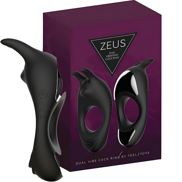 FEELZTOYS Zeus - akumulátorový, vibrační erekční kroužek (černý)