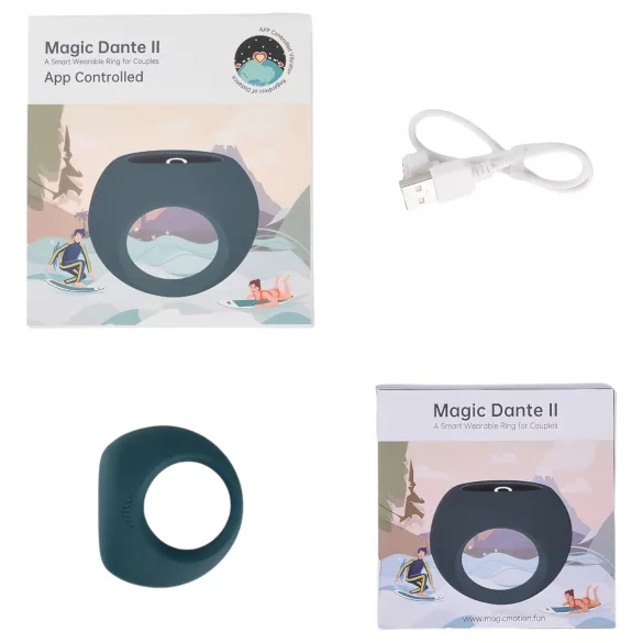 Magic Motion Dante II - vibrační erekční kroužek - chytrý, dobíjecí - modrý