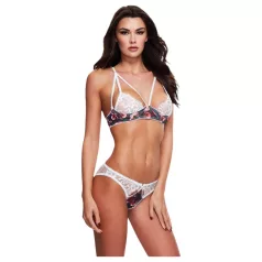   Baci - květinová krajková sada podprsenky + otevřené kalhotky - M/L