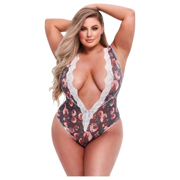 Baci Plus Size - body pro plnoštíhlé - květinová krajka