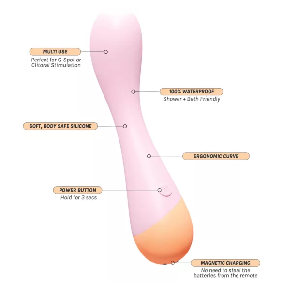 Vush Peachy G-Spot - vibrátor na G-bod - dobíjecí - růžový