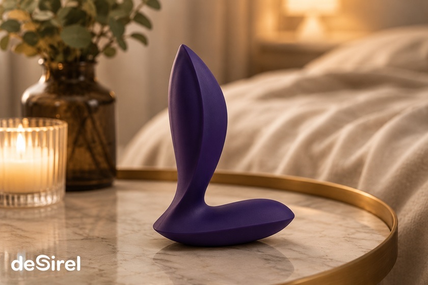 Fialová anální pomůcka pro začátečníky v útulné, diskrétní ložnici | Sexshop Česká republika Desirel.cz