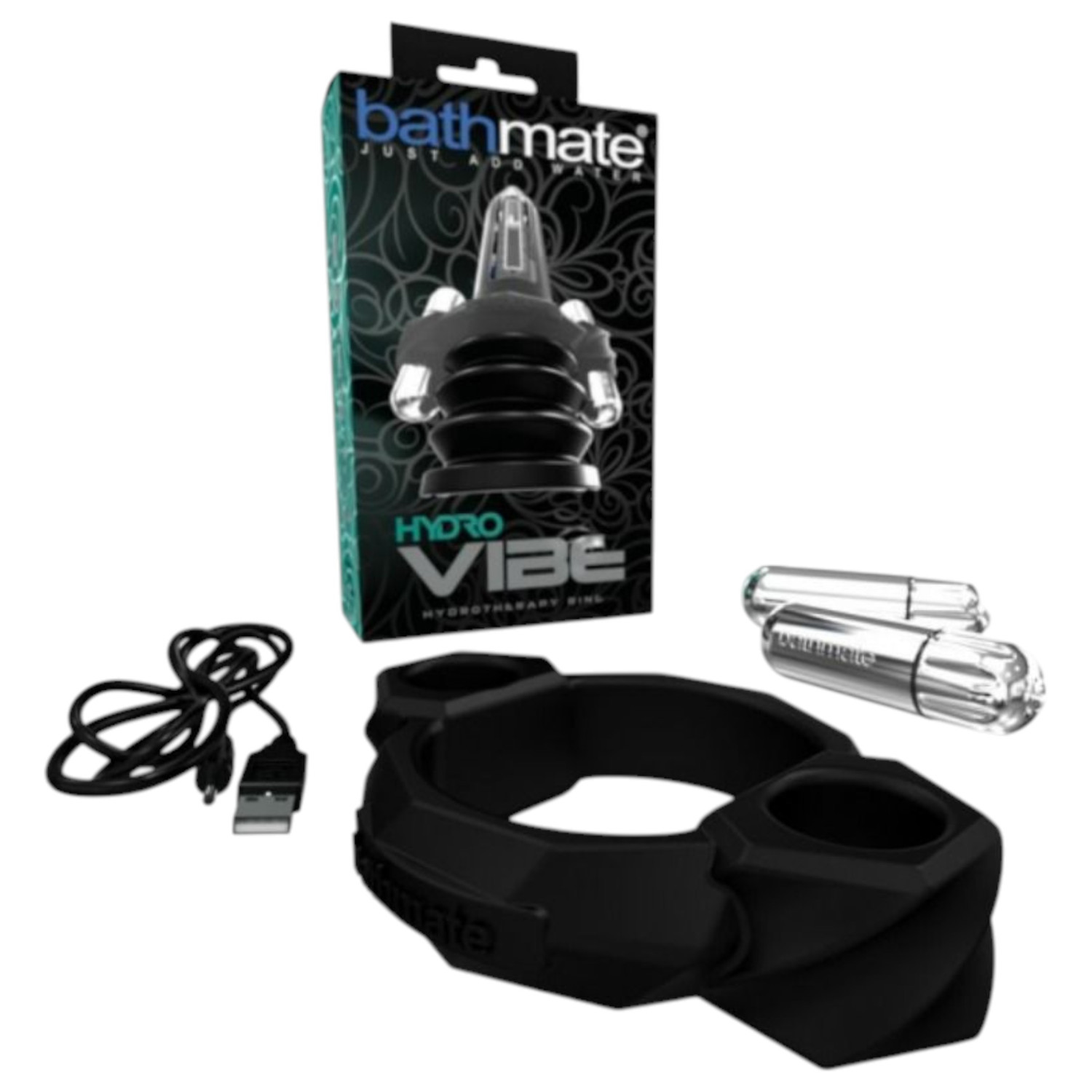 Bathmate Hydro Vibe - hydroterapeutický vibrační kroužek (černý)